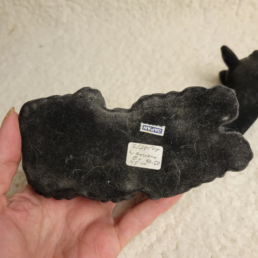 Vintage Japan Black Flocked Scottie Dog Bobblehead Nodder Terrier Figurine 6